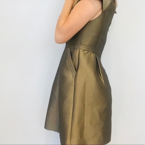 Tibi gold fit and flare pockets mini dress - Picture 5 of 6